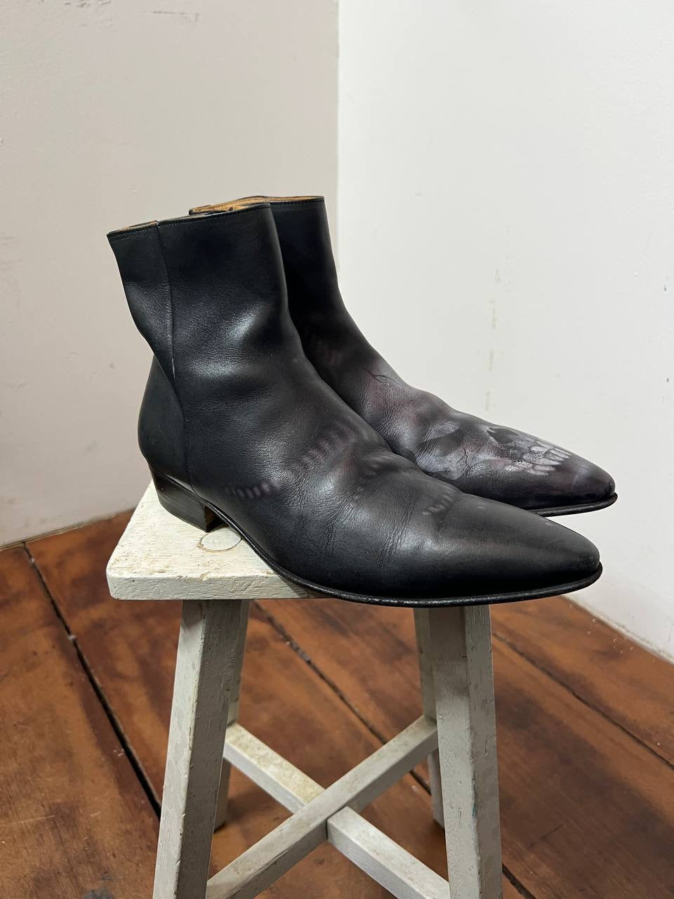 AW08 Maison Martin Margiela Line 22 Hand Painted Skull Boots (Numbered 037/100)