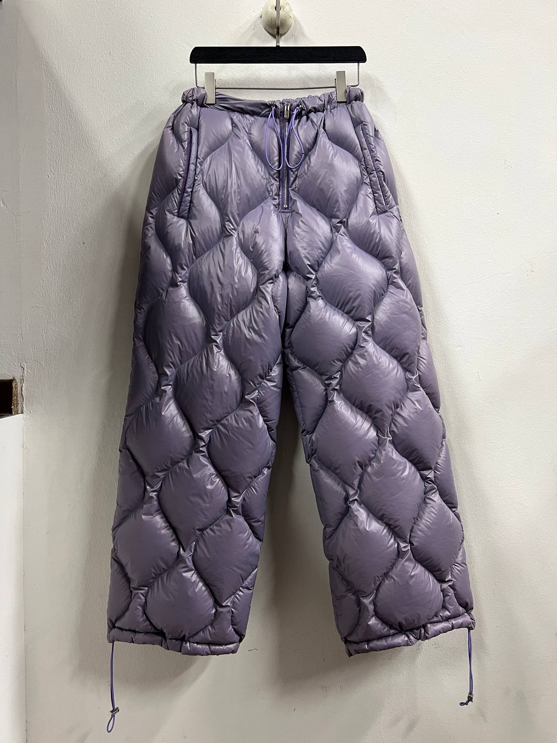 AW21 Miu Miu "Brave Hearts" Diamond Quilted Puffer Track Pants 