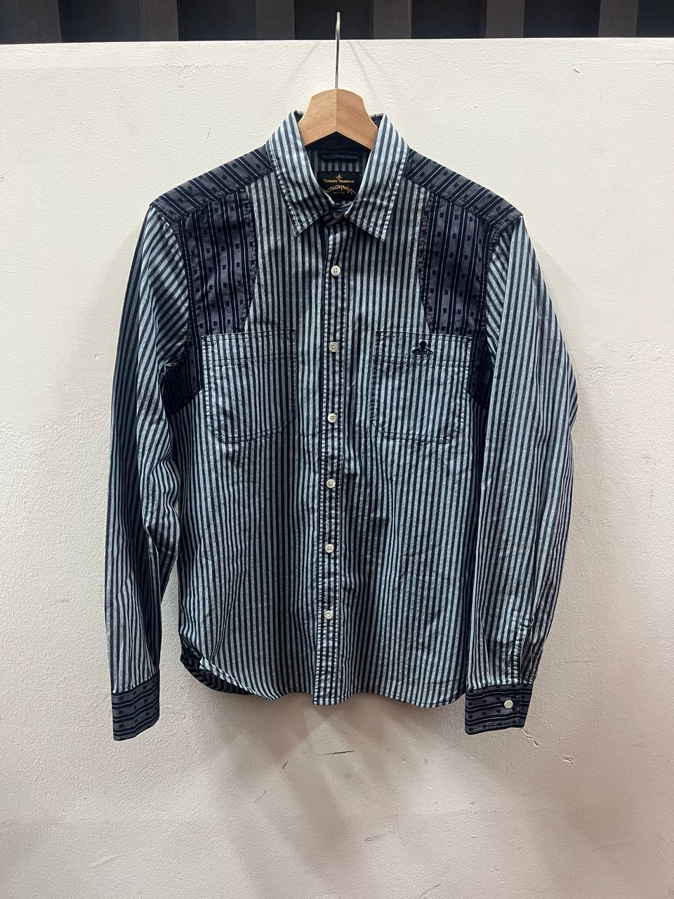 Vivienne Westwood Anglomania Reconstructed Blue Stripe Orb Shirt