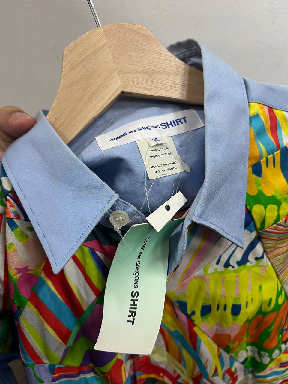 SS15 Comme Des Garcons Shirt Asymmetrical Psychedelic Print Shirt