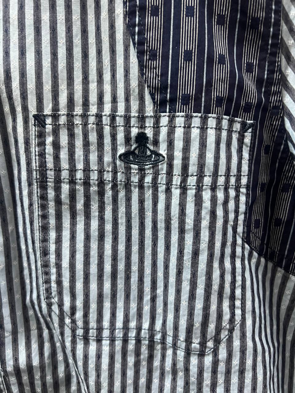 Vivienne Westwood Anglomania Reconstructed Blue Stripe Orb Shirt