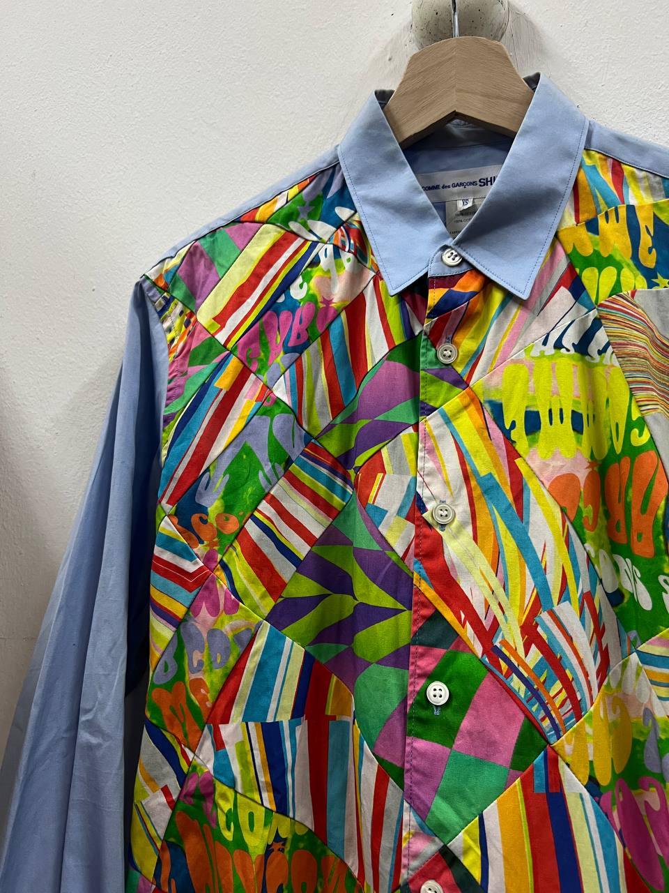 SS15 Comme Des Garcons Shirt Asymmetrical Psychedelic Print Shirt