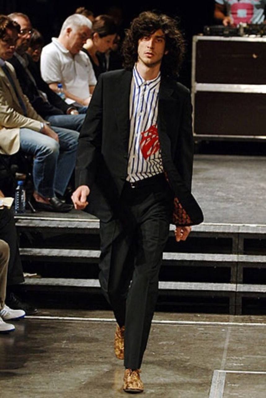 SS06 Comme Des Garcons Homme Plus x The Rolling Stones Blue Striped Shirt
