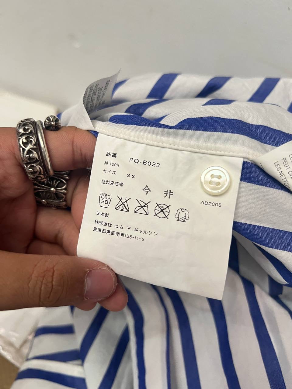 SS06 Comme Des Garcons Homme Plus x The Rolling Stones Blue Striped Shirt