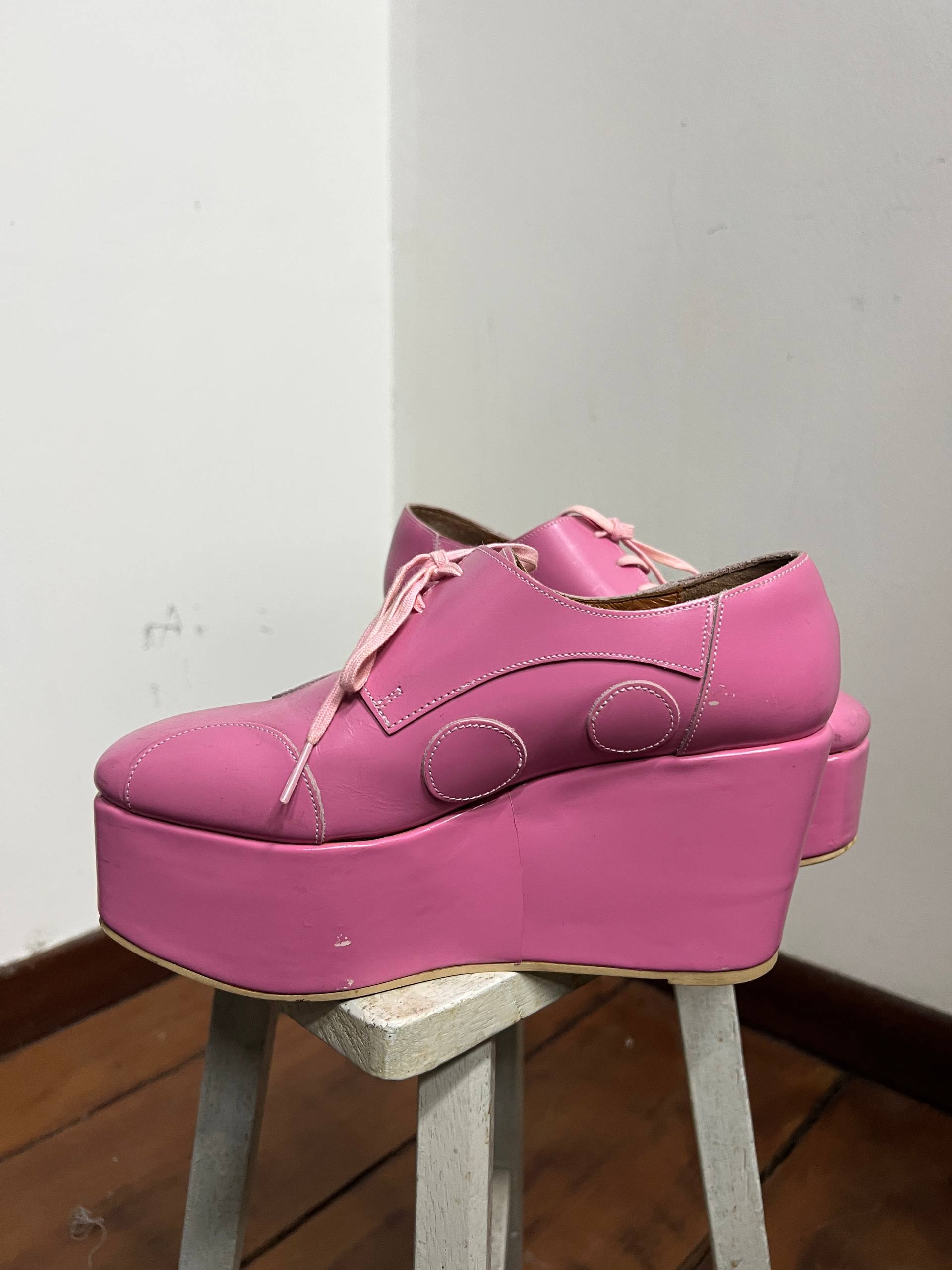 SS15 Junya Watanabe Pink Circle Wedged Platform Shoes