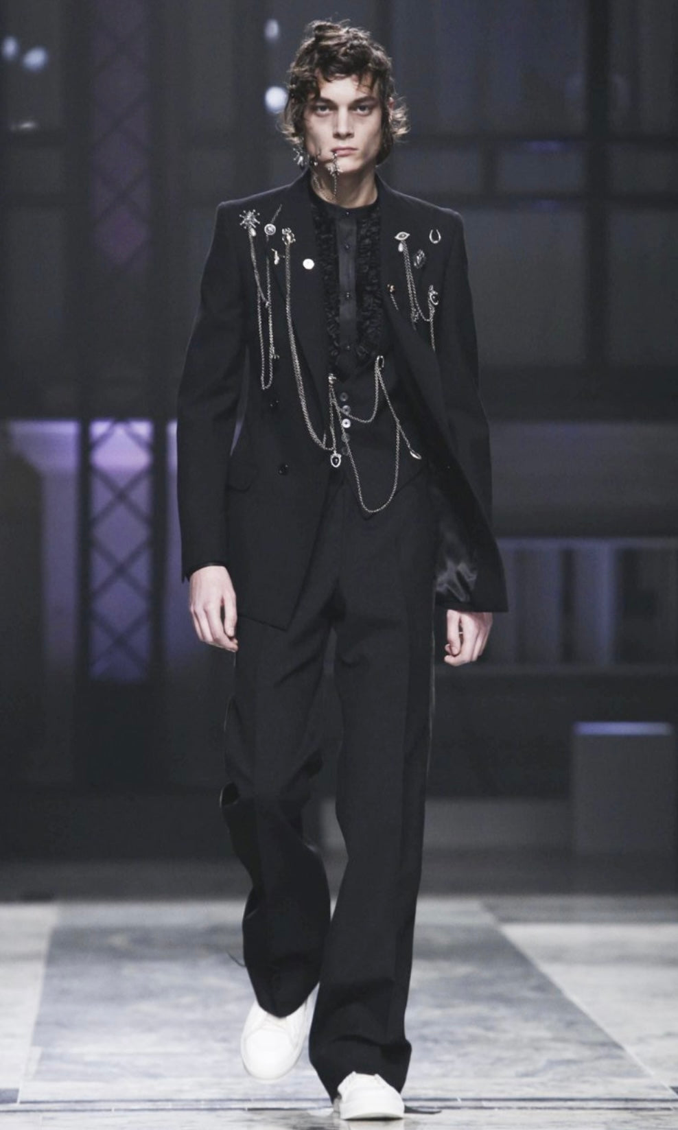 AW16 Alexander McQueen Chain Embellished Wool Blazer