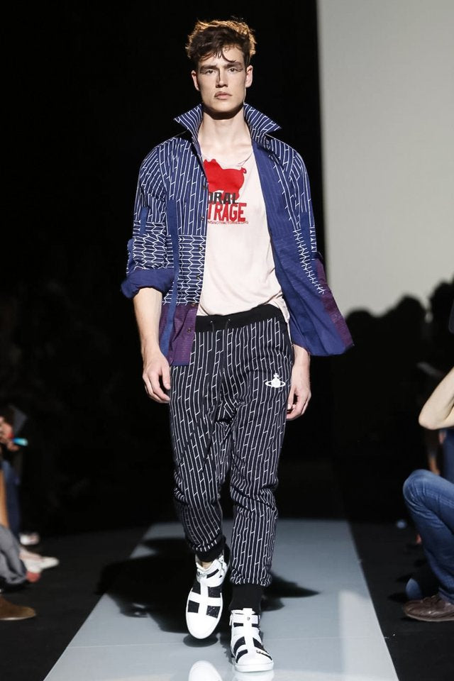 SS15 Vivienne Westwood Man Blue Geometric Shirt