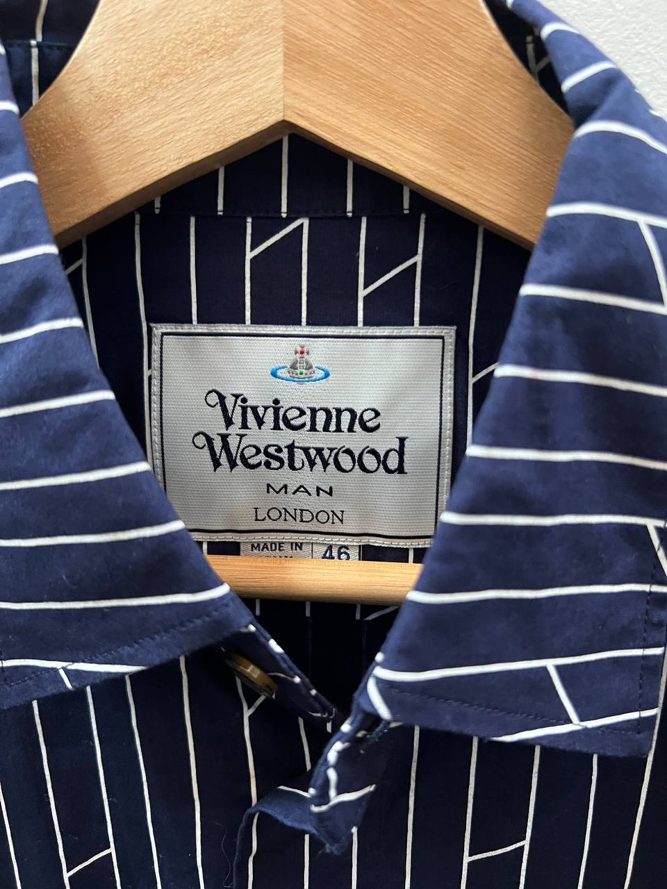 SS15 Vivienne Westwood Man Blue Geometric Shirt