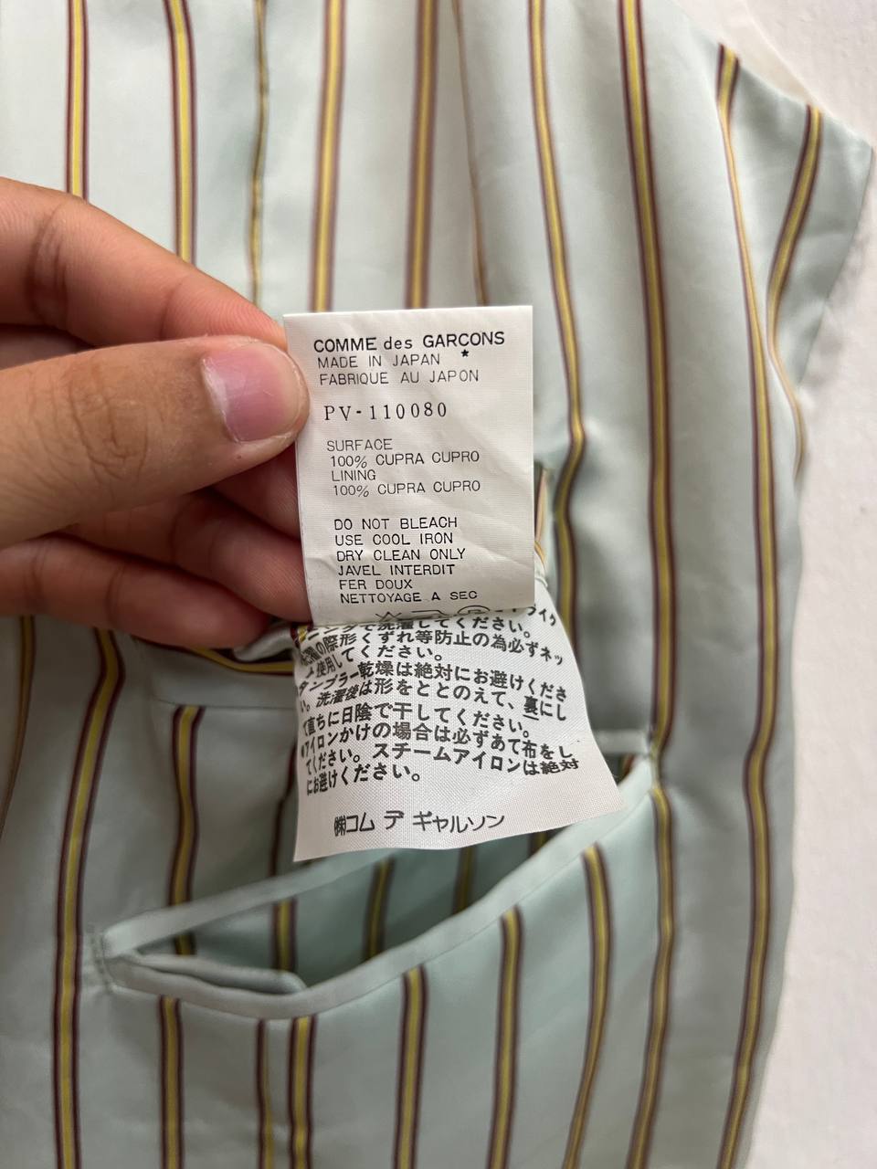 SS93 Comme Des Garcons Homme Plus Cupro Pinstripe Vest