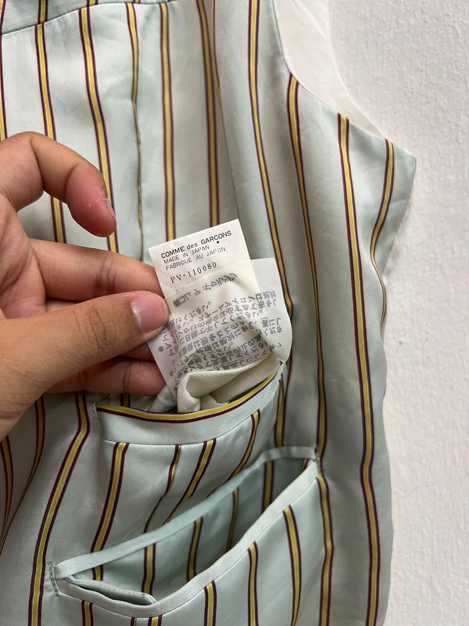 SS93 Comme Des Garcons Homme Plus Cupro Pinstripe Vest