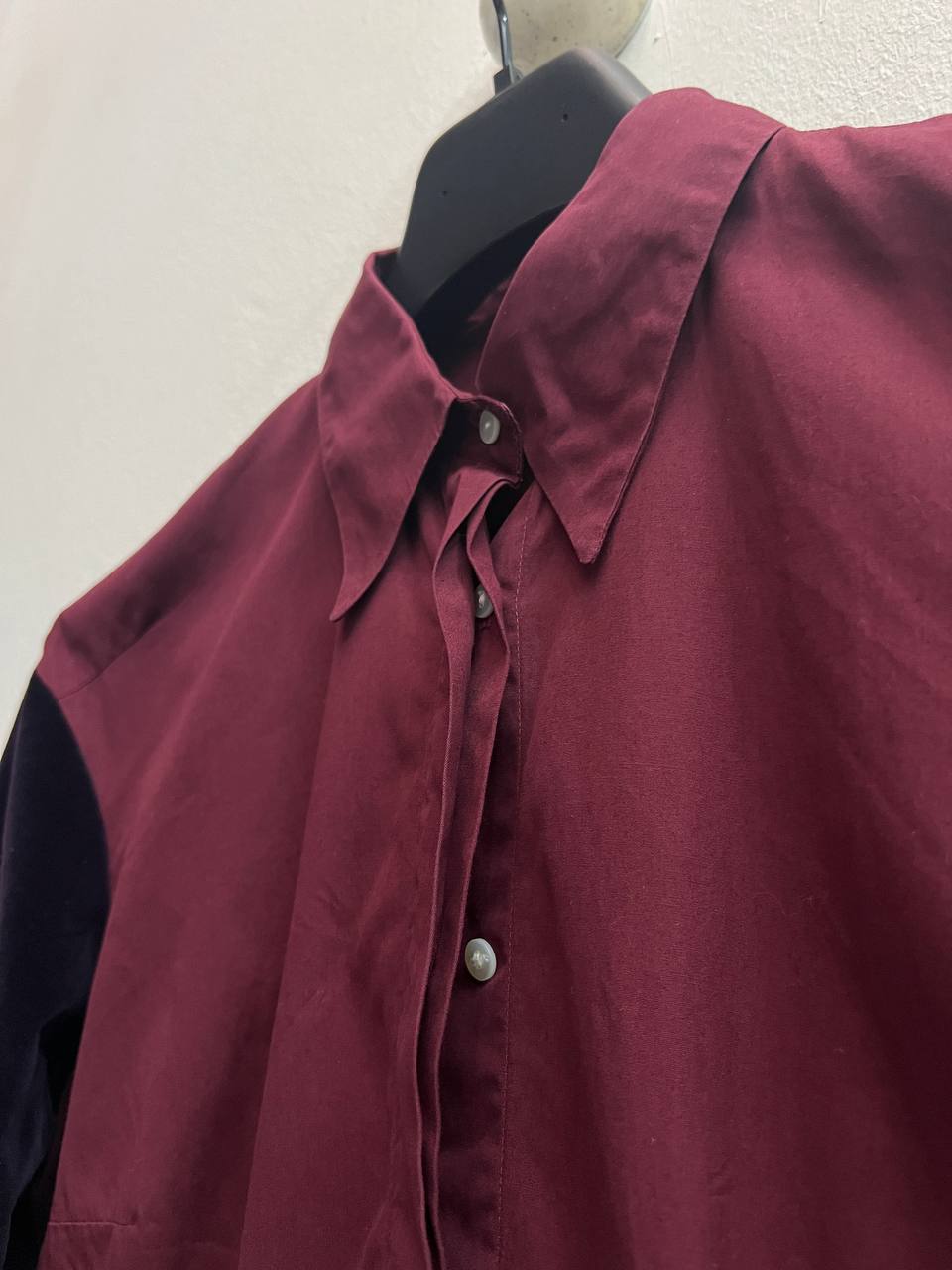 90s Dries Van Noten Velvet Sleeve Shirt