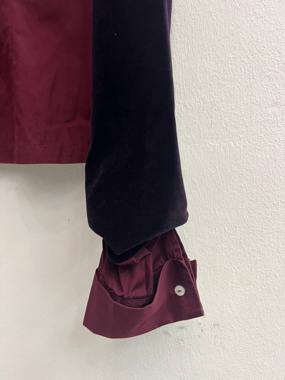 90s Dries Van Noten Velvet Sleeve Shirt
