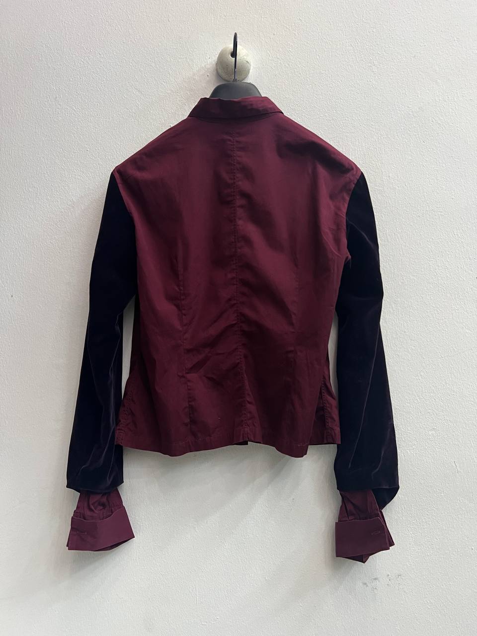 90s Dries Van Noten Velvet Sleeve Shirt