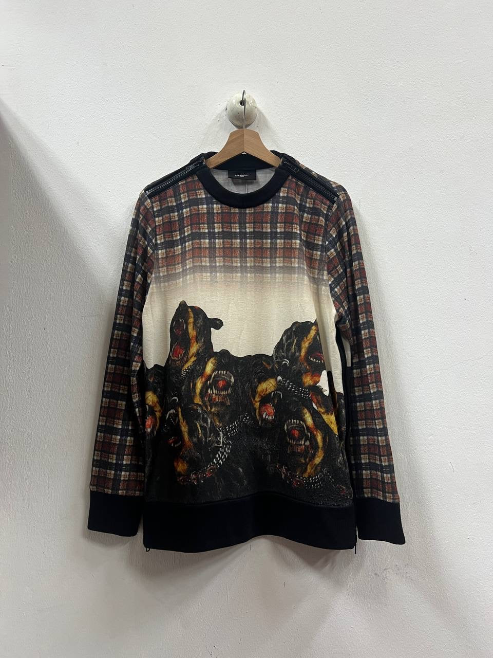 AW11 Givenchy Tartan Rottweiler Sidezip Sweatshirt