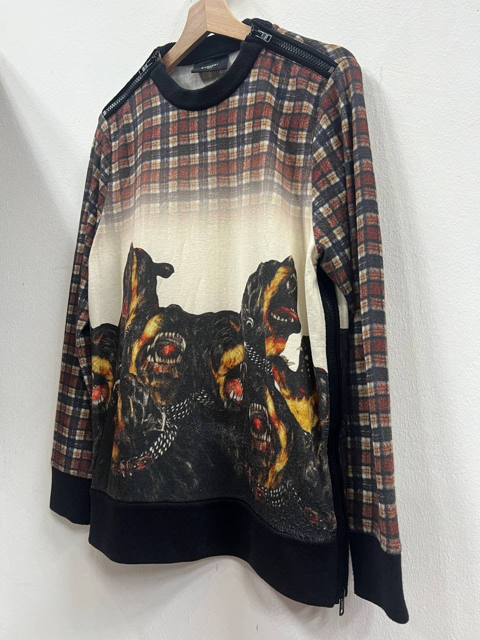 AW11 Givenchy Tartan Rottweiler Sidezip Sweatshirt