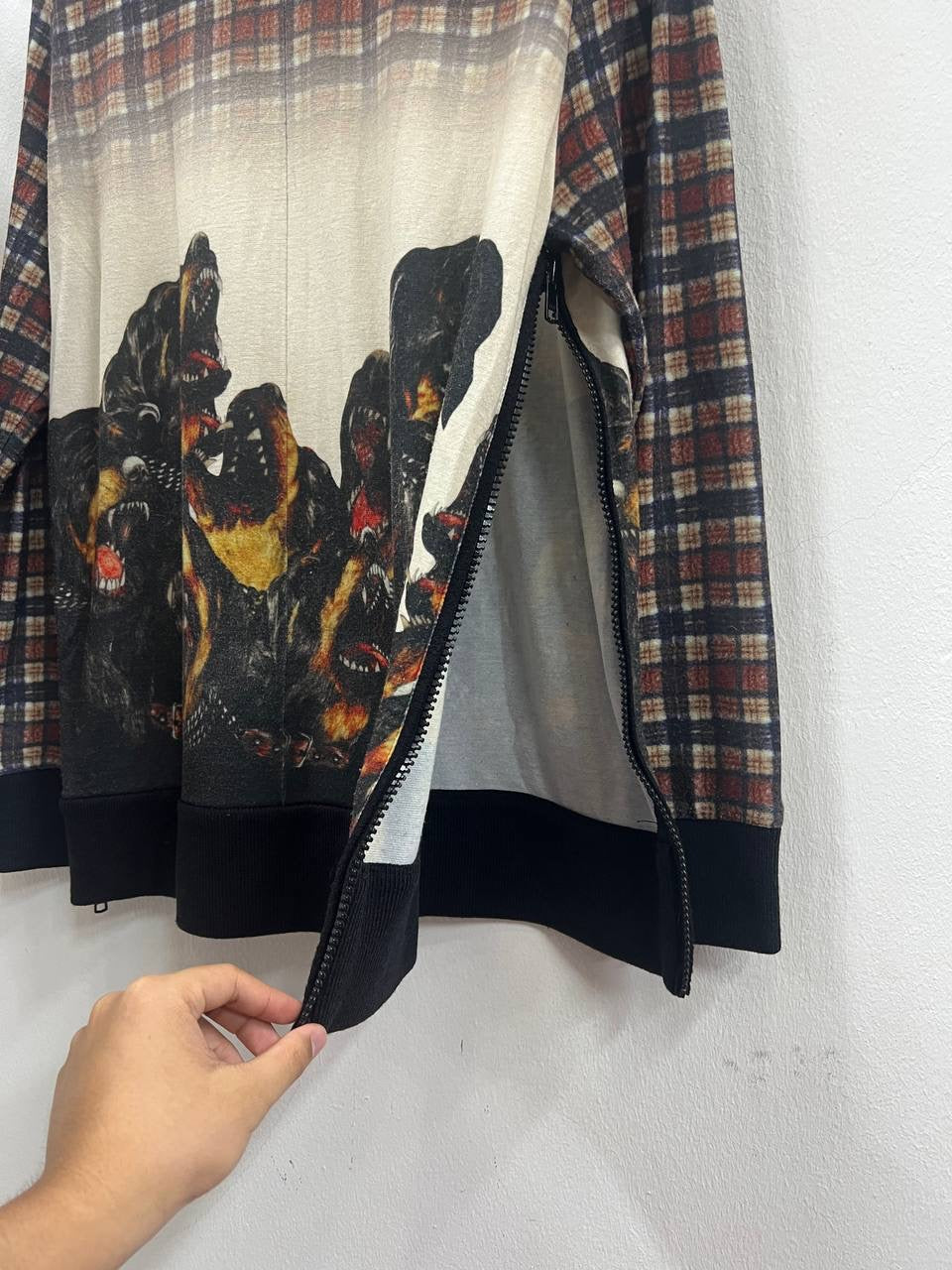 AW11 Givenchy Tartan Rottweiler Sidezip Sweatshirt