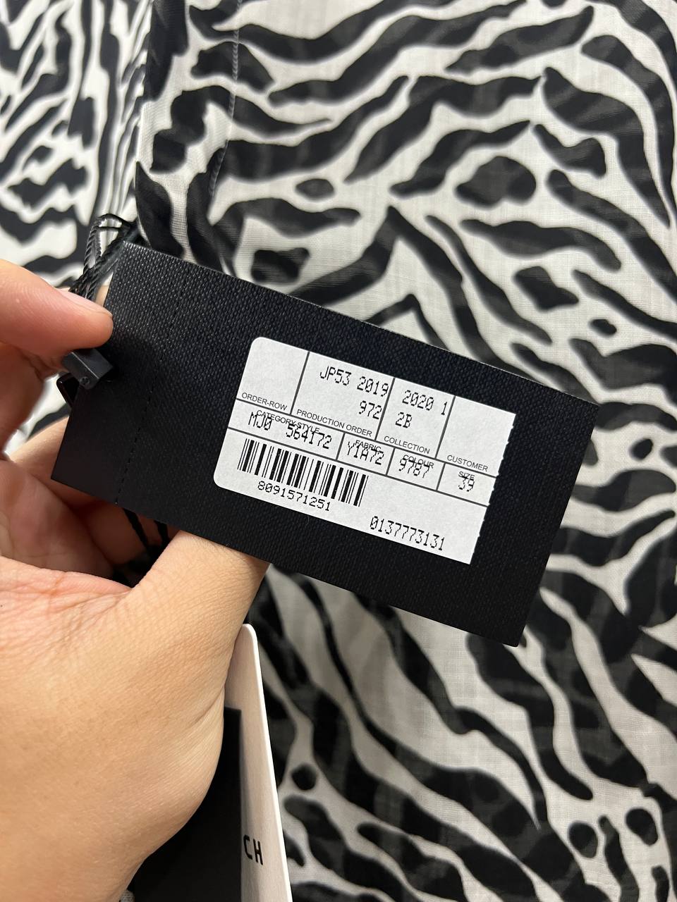 SS20 Saint Laurent Paris Zebra Print Sheer Wool Shirt