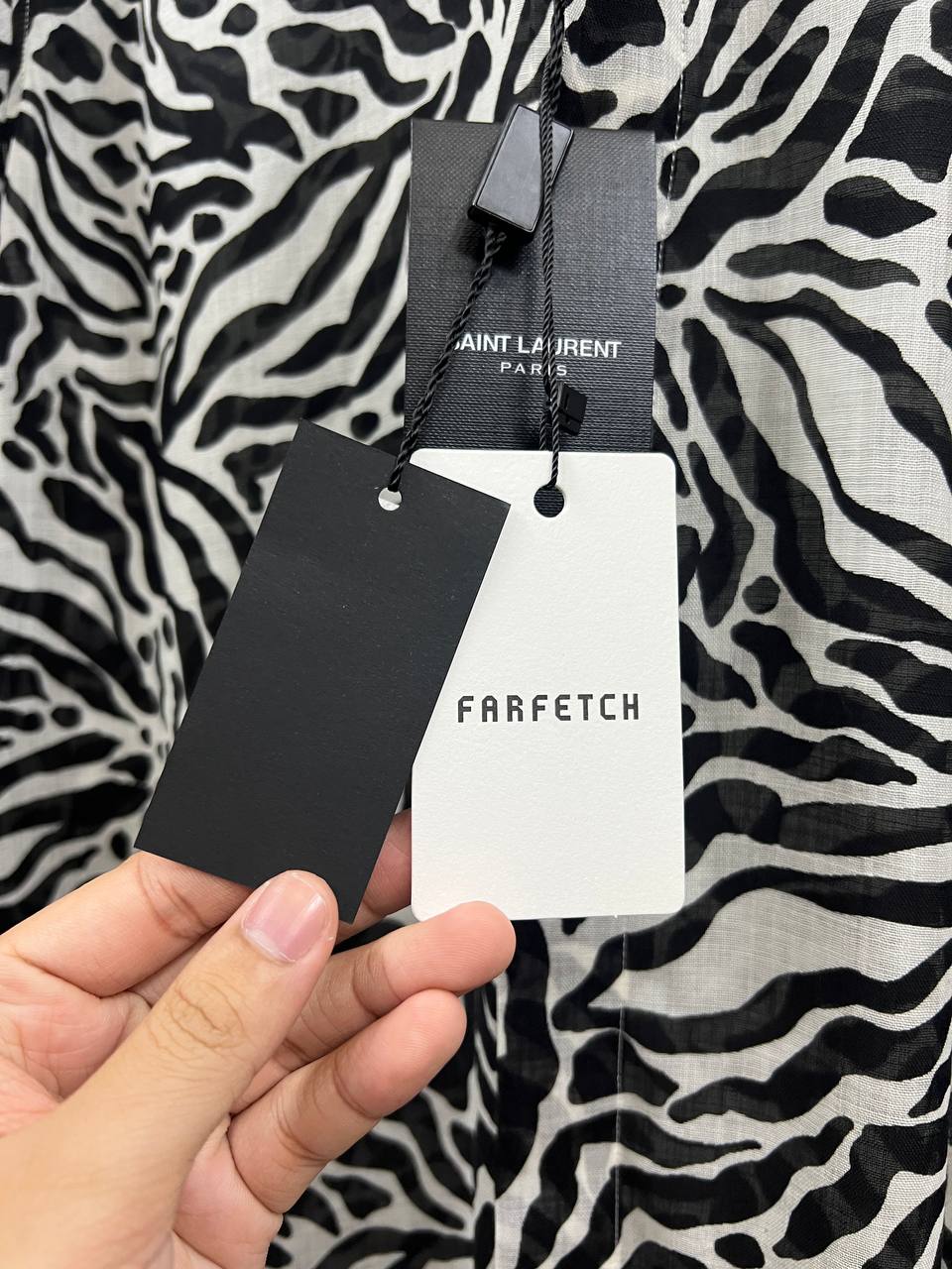 SS20 Saint Laurent Paris Zebra Print Sheer Wool Shirt