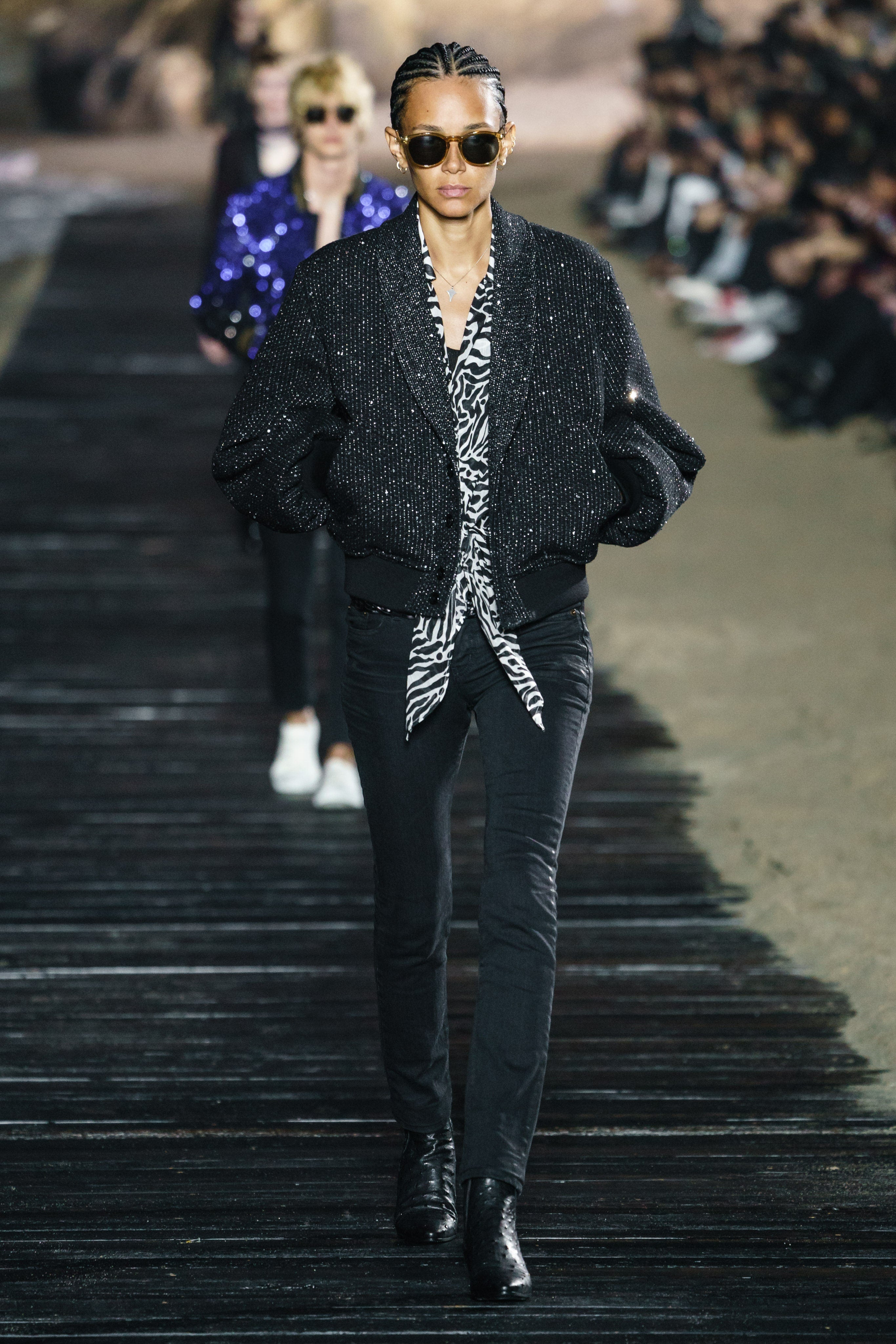 SS20 Saint Laurent Paris Zebra Print Sheer Wool Shirt