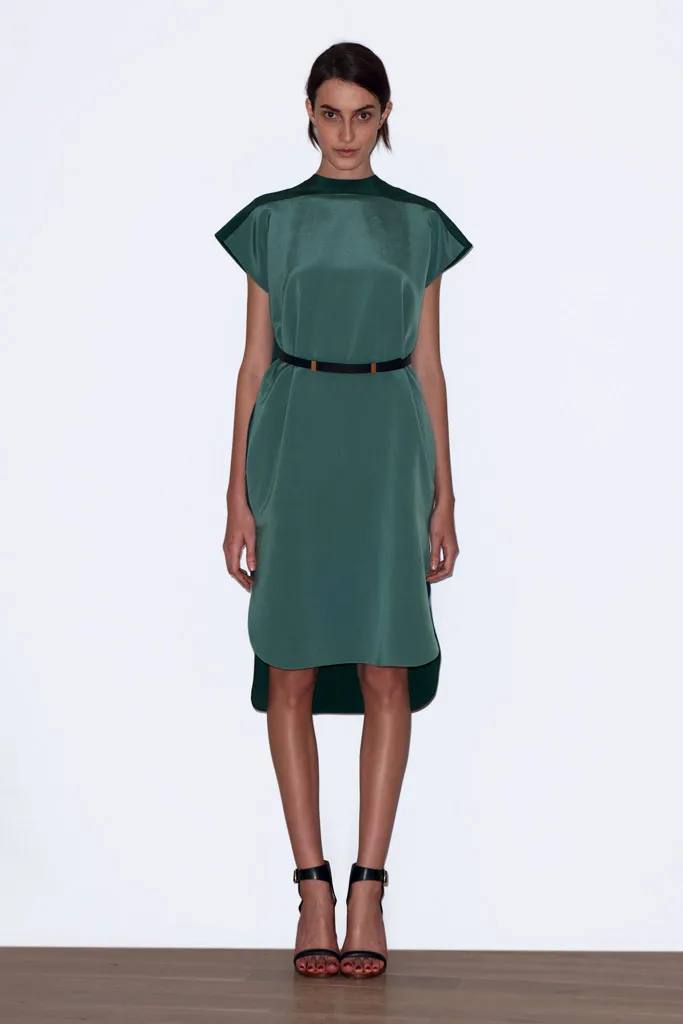 Resort 2010 Celine By Phoebe Philo Paneled Green Dress