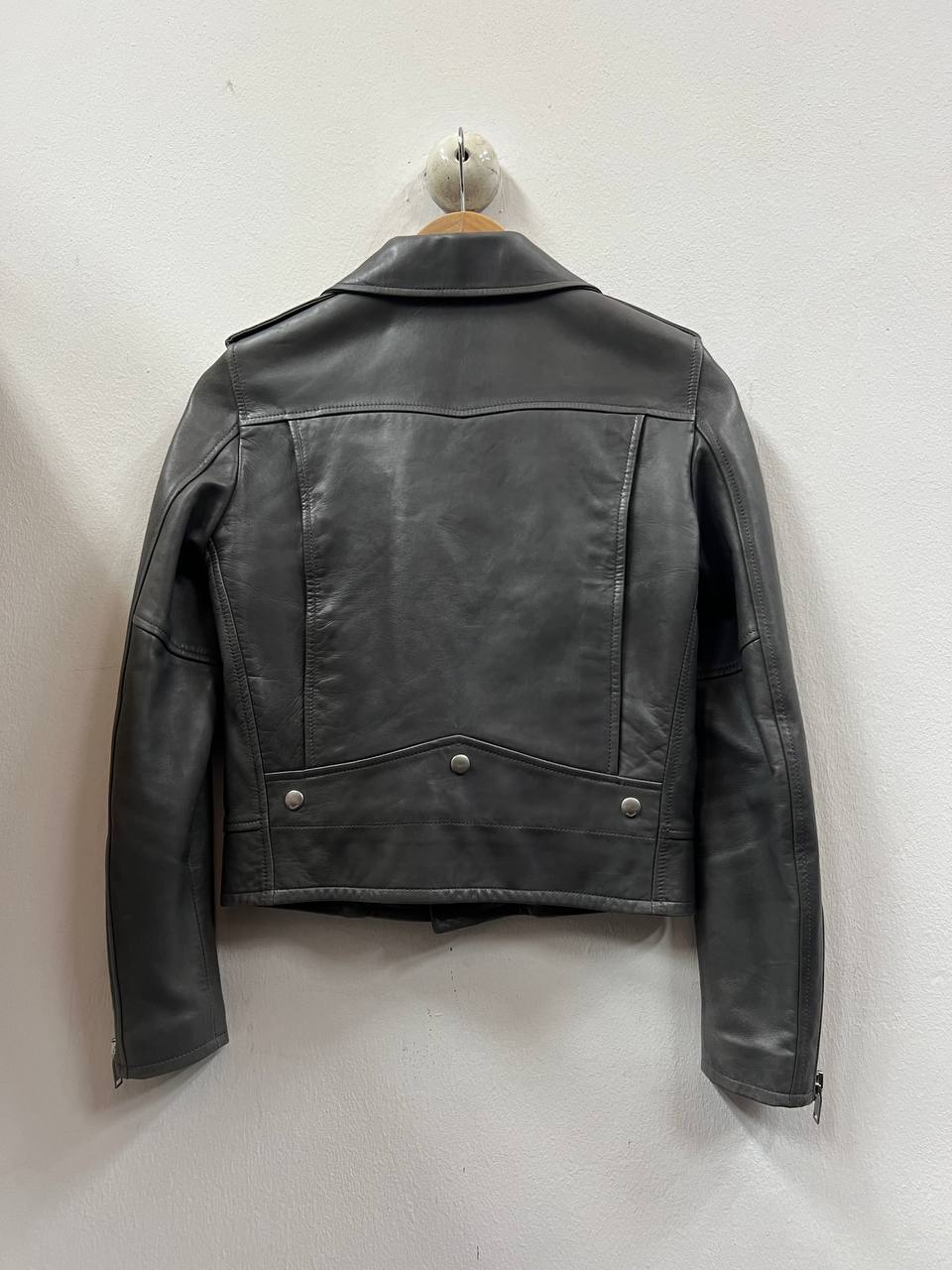 AW14 Saint Laurent Paris Grey L01 Biker Leather Jacket
