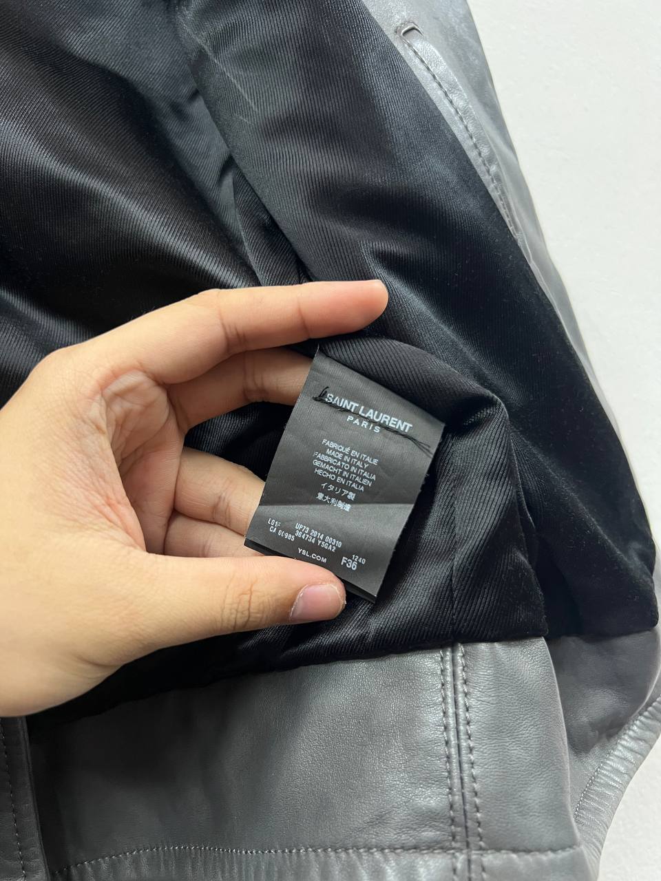 AW14 Saint Laurent Paris Grey L01 Biker Leather Jacket