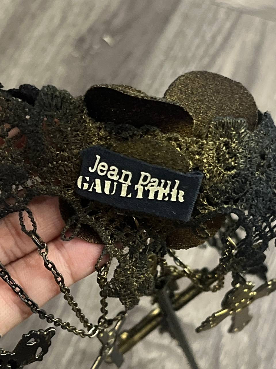 90s Jean Paul Gaultier SAMPLE Floral Lace Cross Necklace