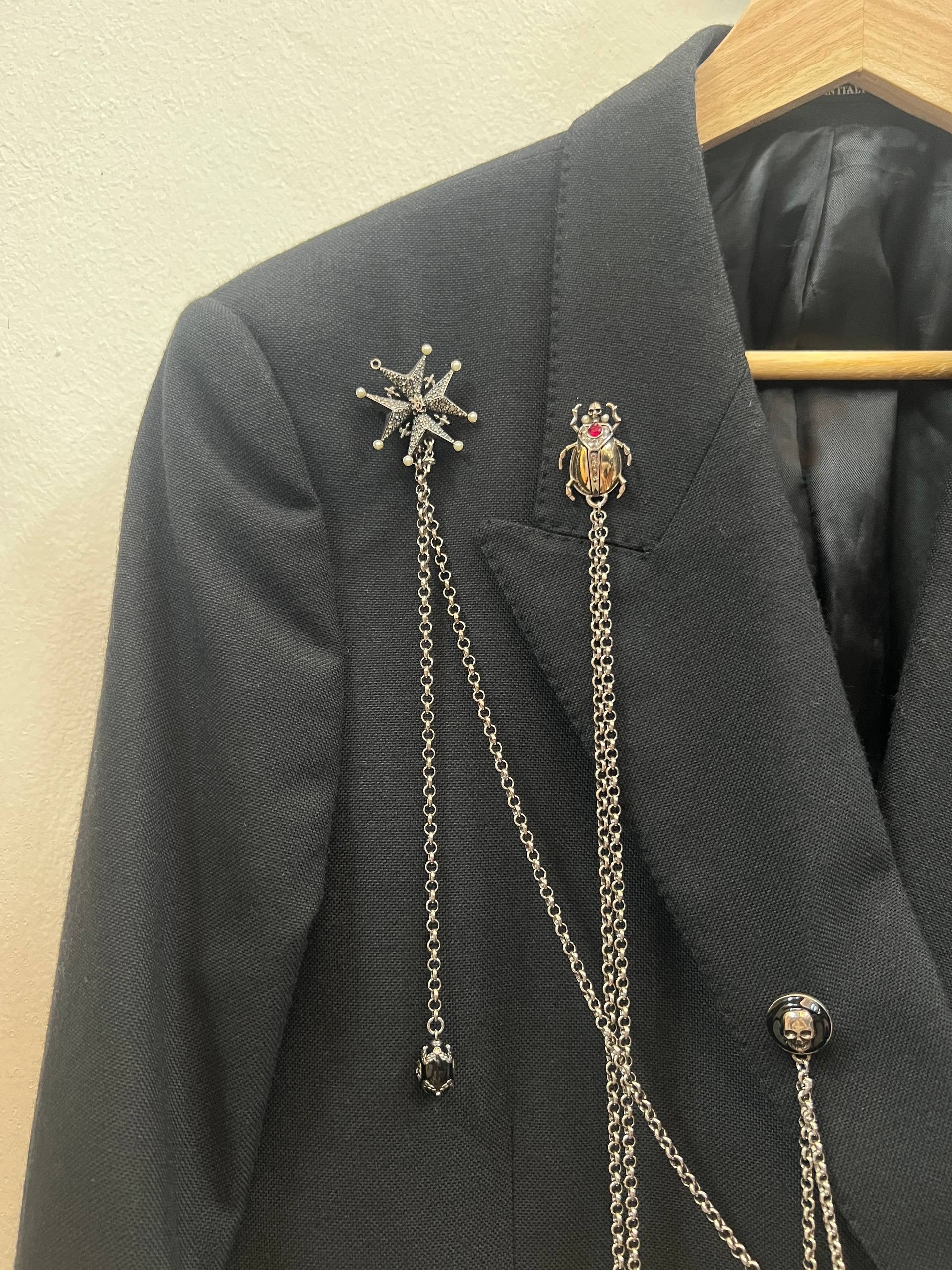 AW16 Alexander McQueen Chain Embellished Wool Blazer