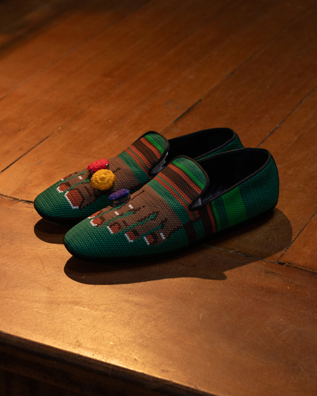 SS19 Loewe by Jonathan Anderson Embellished Intarsia Canvas Loafers