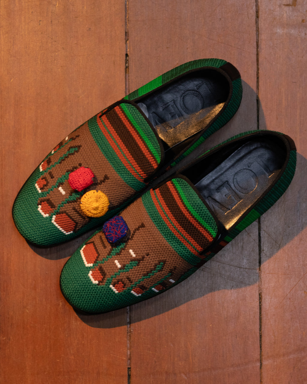 SS19 Loewe by Jonathan Anderson Embellished Intarsia Canvas Loafers