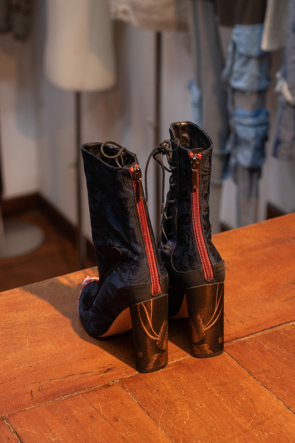 Christian Dior Resort 2016 by Raf Simons Silk Trianon Boots