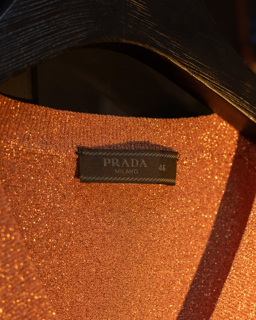 AW11 Prada Metallic Lurex V Neck Glitter Long Sleeve