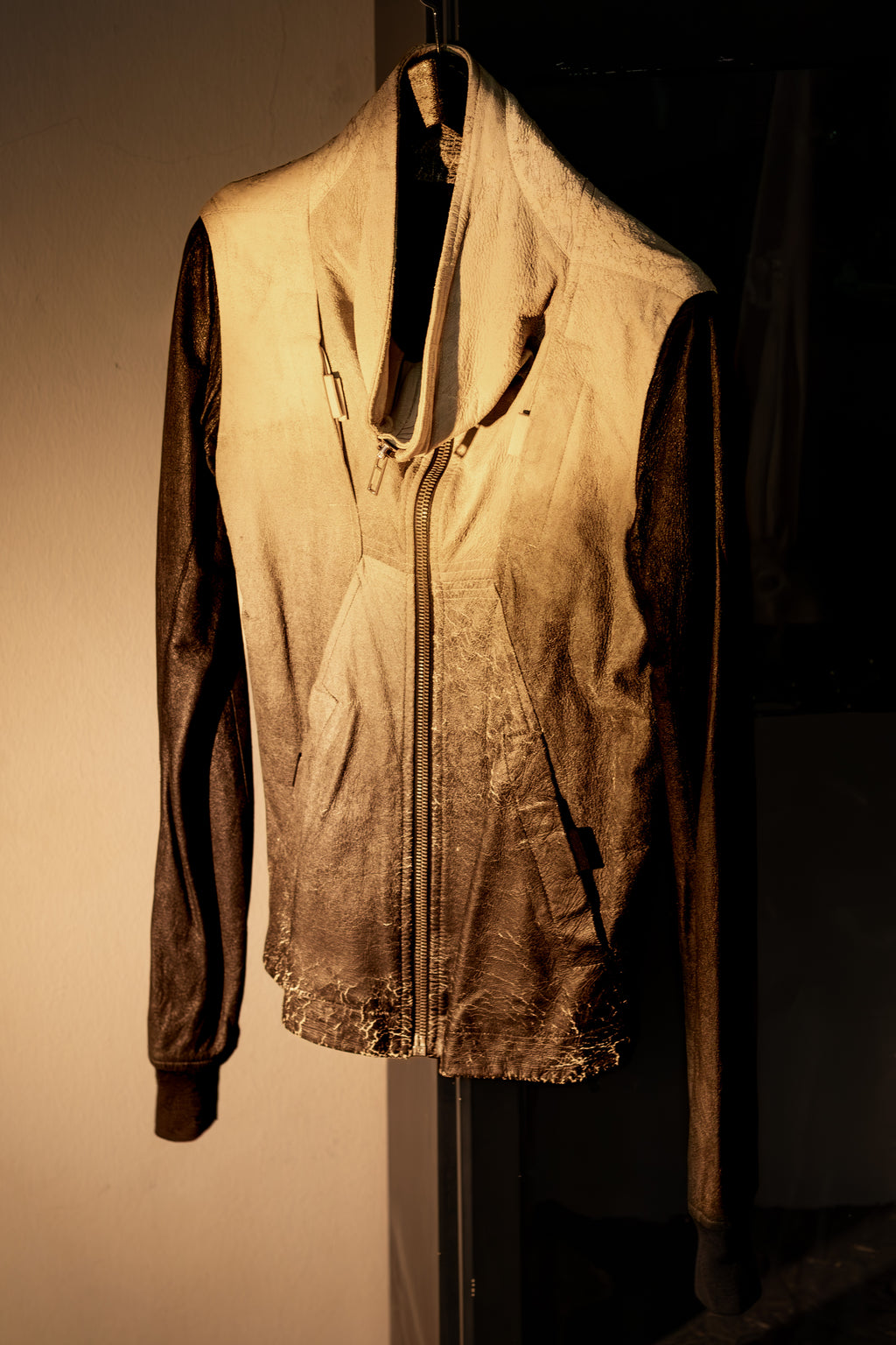 SS09 Rick Owens "Strutter" Funnel Neck Tyvek Gradient Lambskin Jacket