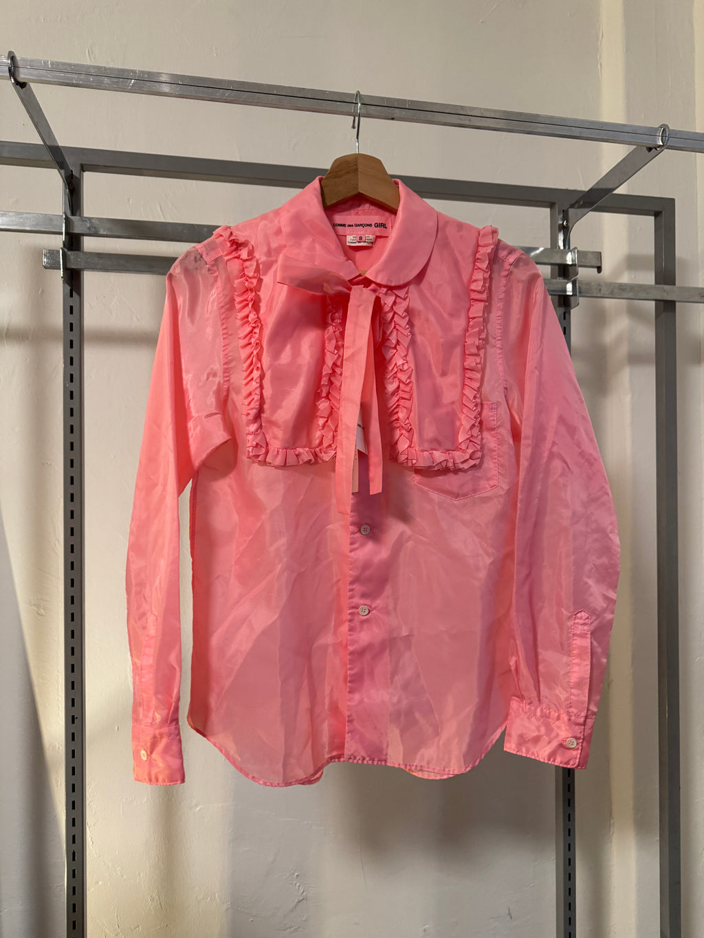SS26 Comme Des Garcons GIRL Taffeta Ruffled Blouse