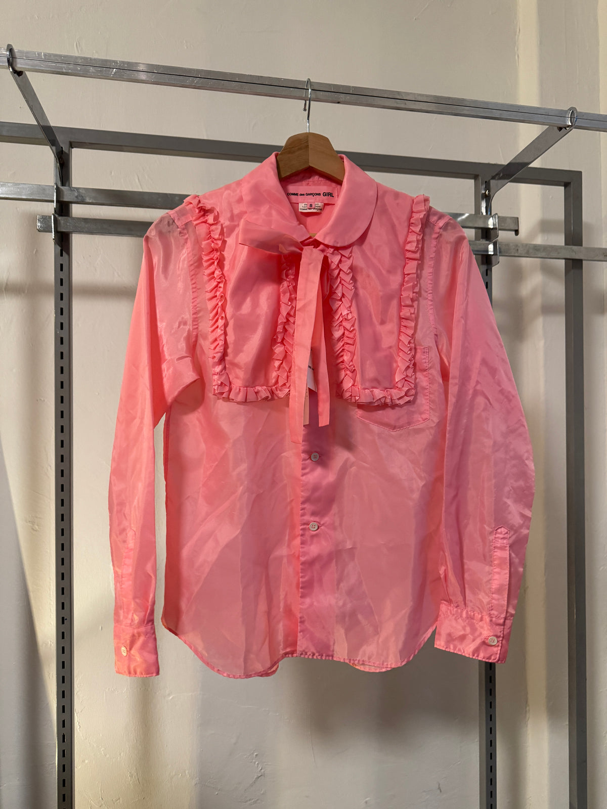 SS26 Comme Des Garcons GIRL Taffeta Ruffled Blouse