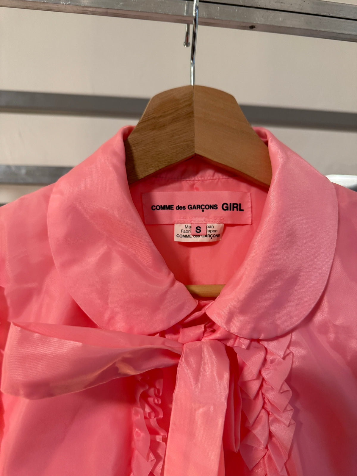 SS26 Comme Des Garcons GIRL Taffeta Ruffled Blouse