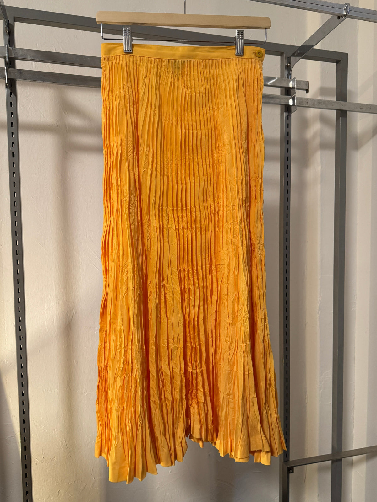 Early 2000s Issey Miyake Yellow Crush Pleat Skirt