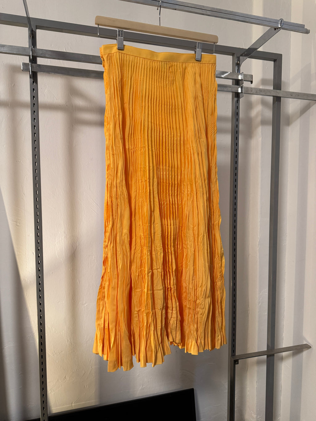 Early 2000s Issey Miyake Yellow Crush Pleat Skirt