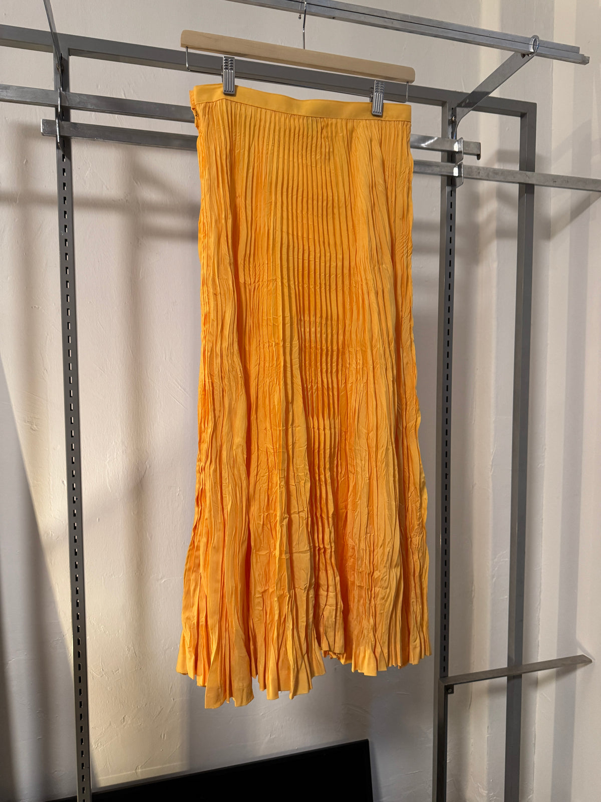 Early 2000s Issey Miyake Yellow Crush Pleat Skirt