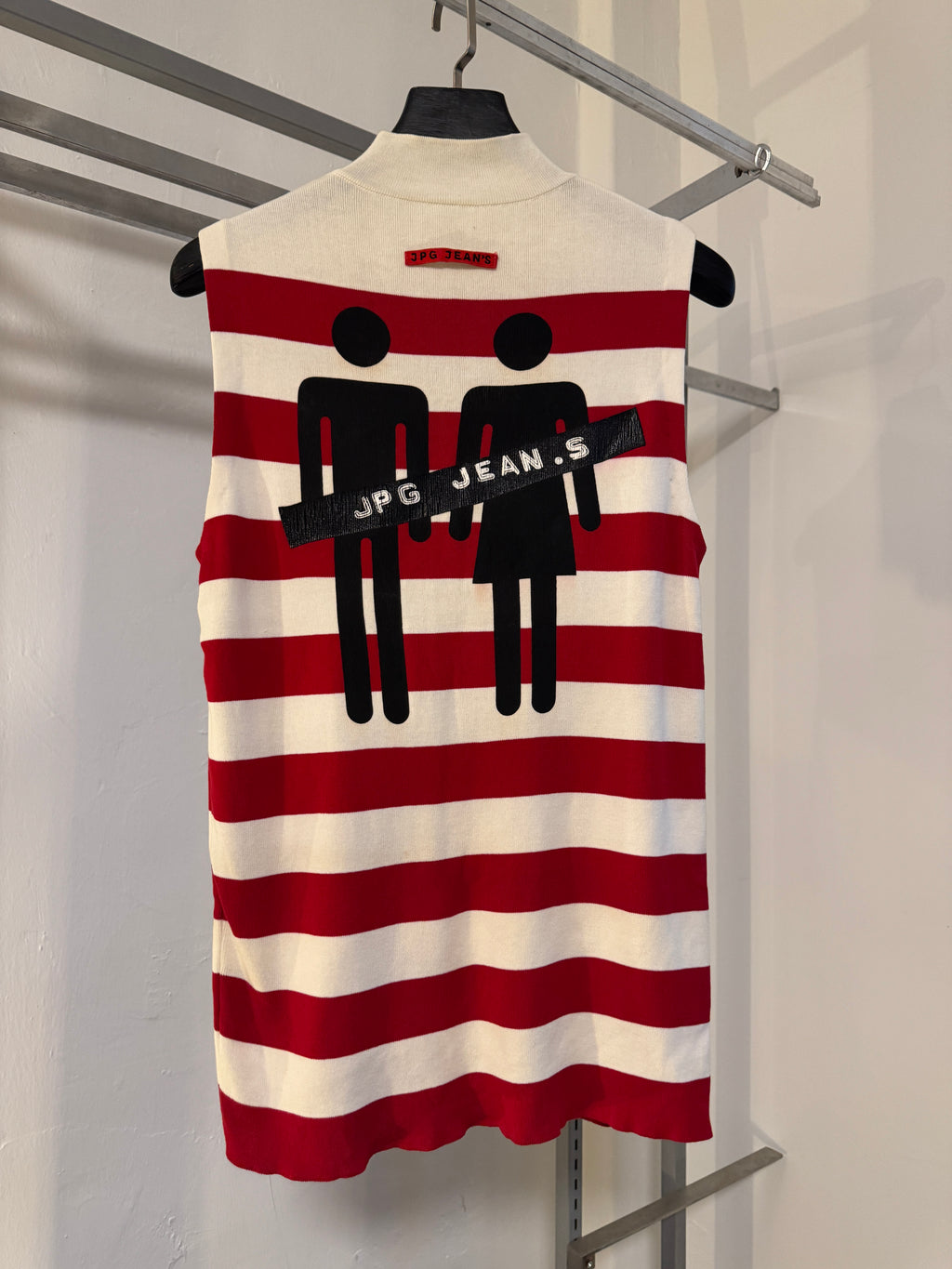 SS03 JPG Jeans Breton Stripes "Male Female" Mockneck Sleeveless Shirt