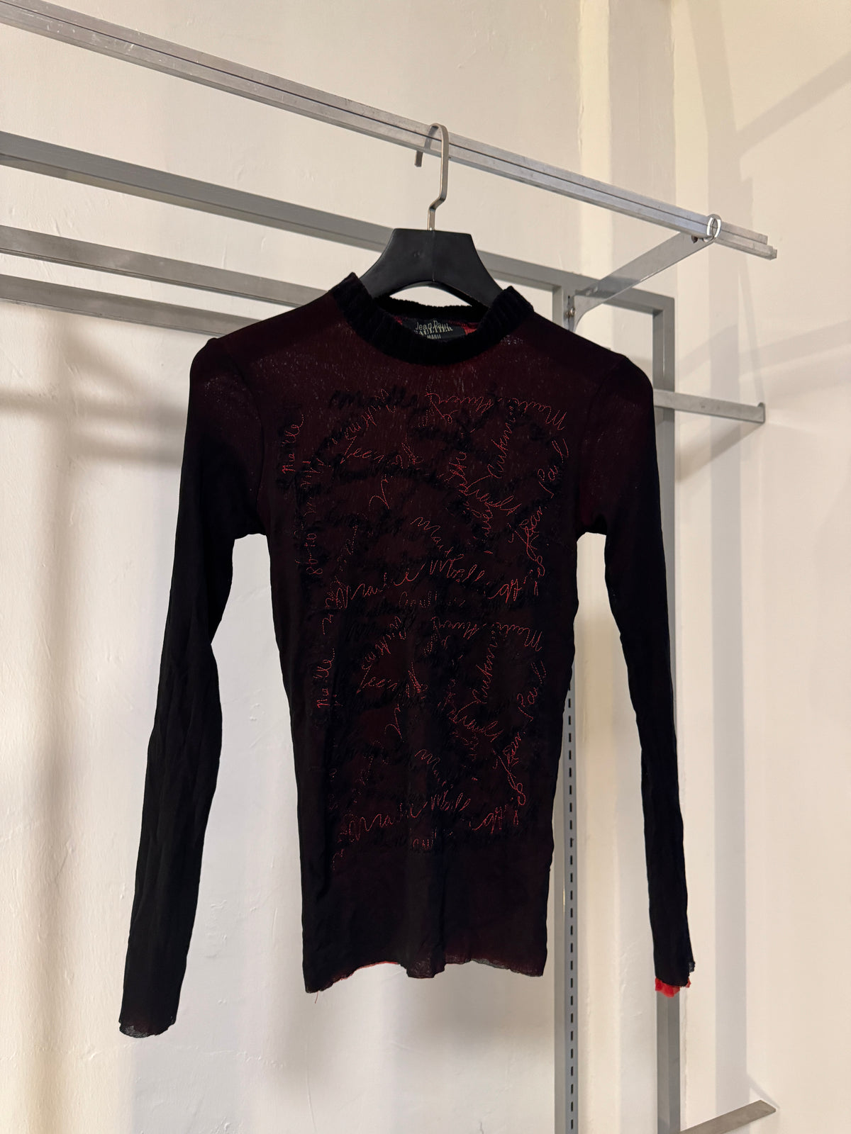 90s Jean Paul Gaultier Maille Signature Double Layer Mesh Long Sleeve Top