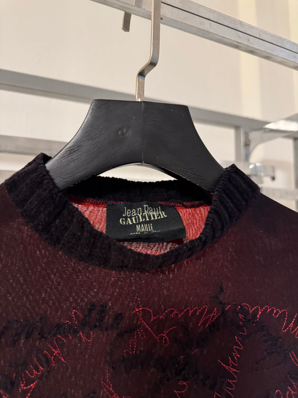 90s Jean Paul Gaultier Maille Signature Double Layer Mesh Long Sleeve Top