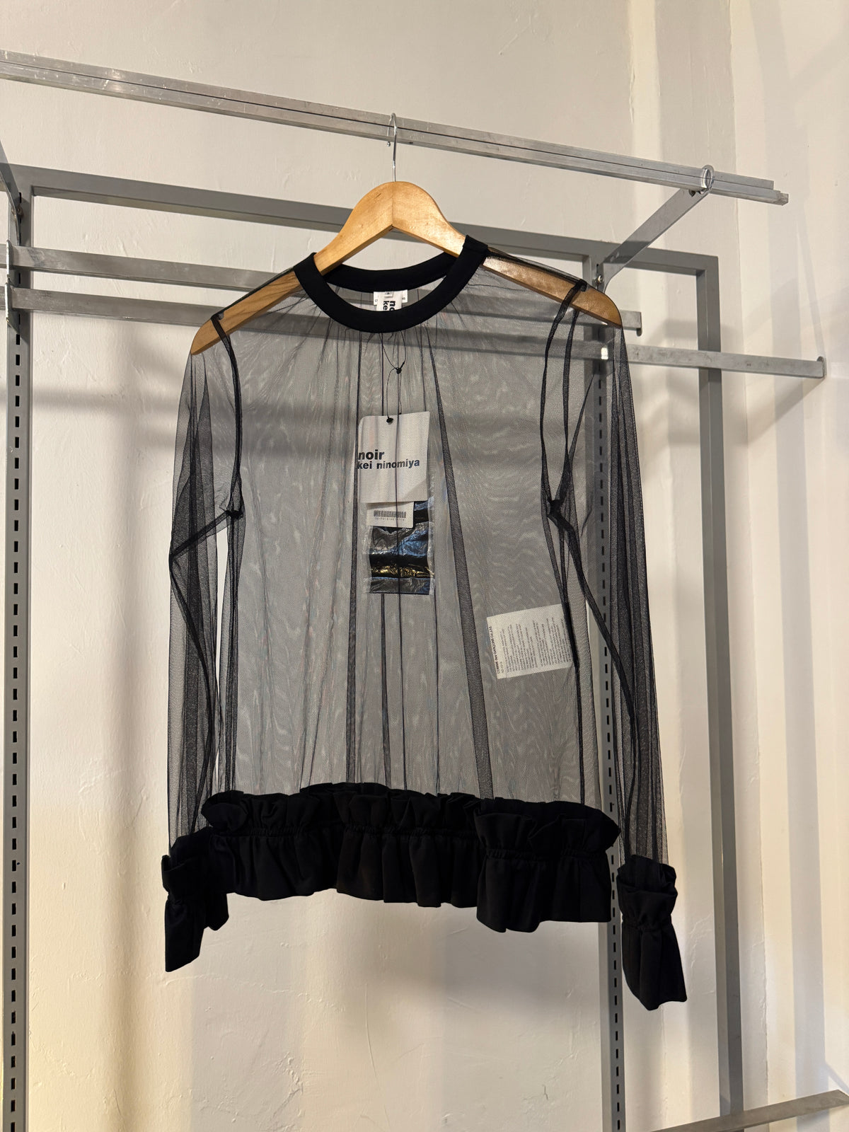SS25 Noir Kei Ninomiya Ruched Mesh Top