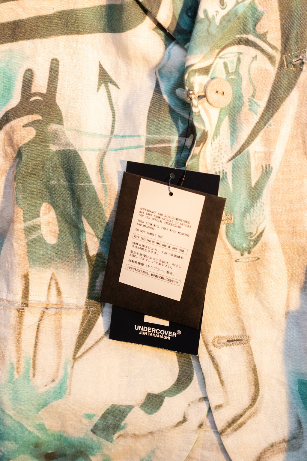 SS25 Undercover "Lost Cloud" Painted Linen Cropped Jacket