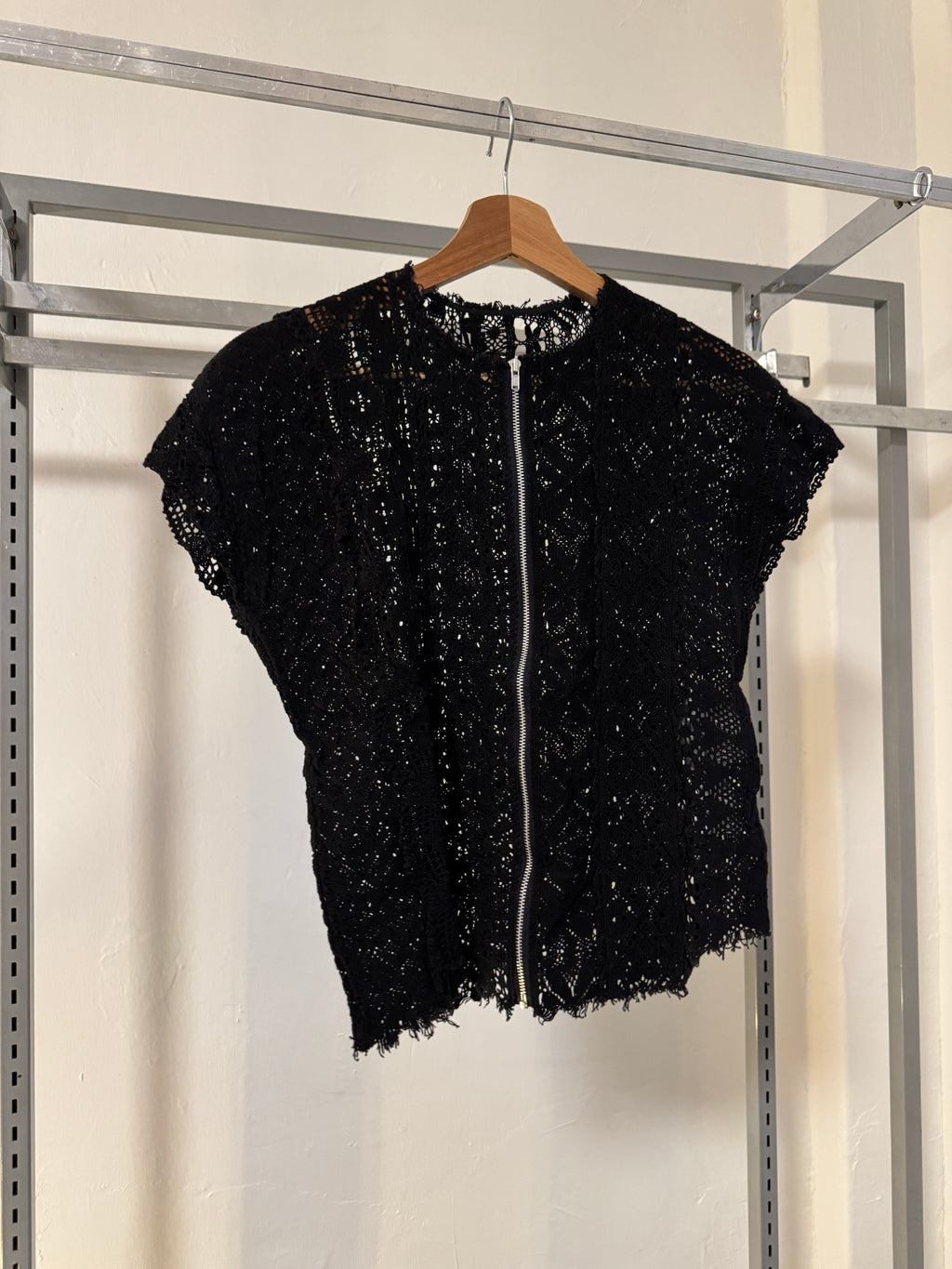 SS02 Tricot Comme Des Garcons Lace Mesh Zip Shirt