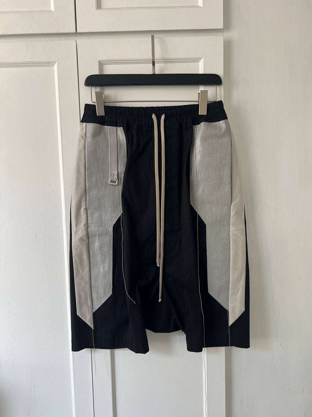 SS19 Rick Owens "Babel" Waxed Panel Pod Shorts