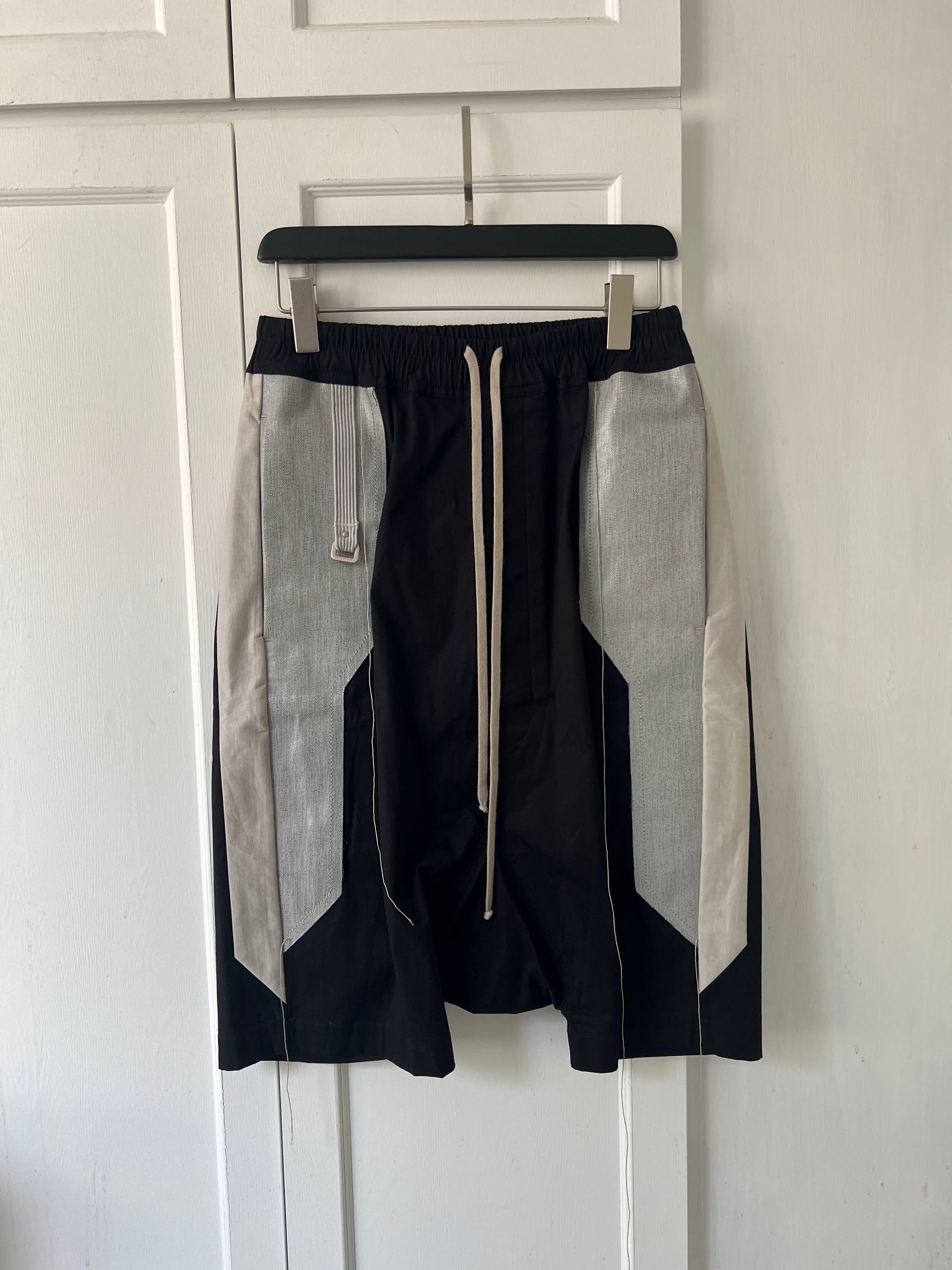 SS19 Rick Owens "Babel" Waxed Panel Pod Shorts